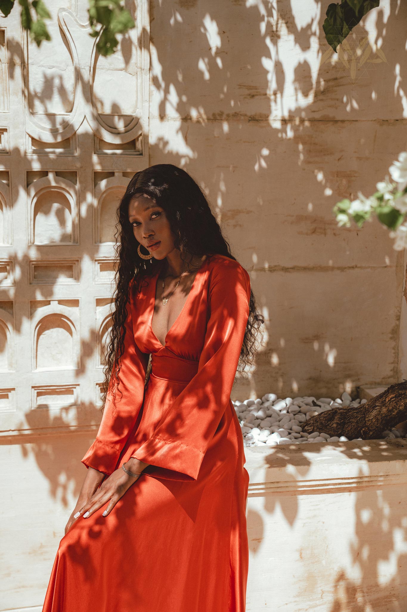 Red Rose Sundari Silk Gown • Ivory Beach Wedding Dress • Open Back Maxi Dress - AYA Sacred Wear