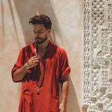 Red Tribal Kimono Robe for Men - AYA Sacred Wear