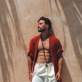 Red Tribal Kimono Robe for Men - AYA Sacred Wear
