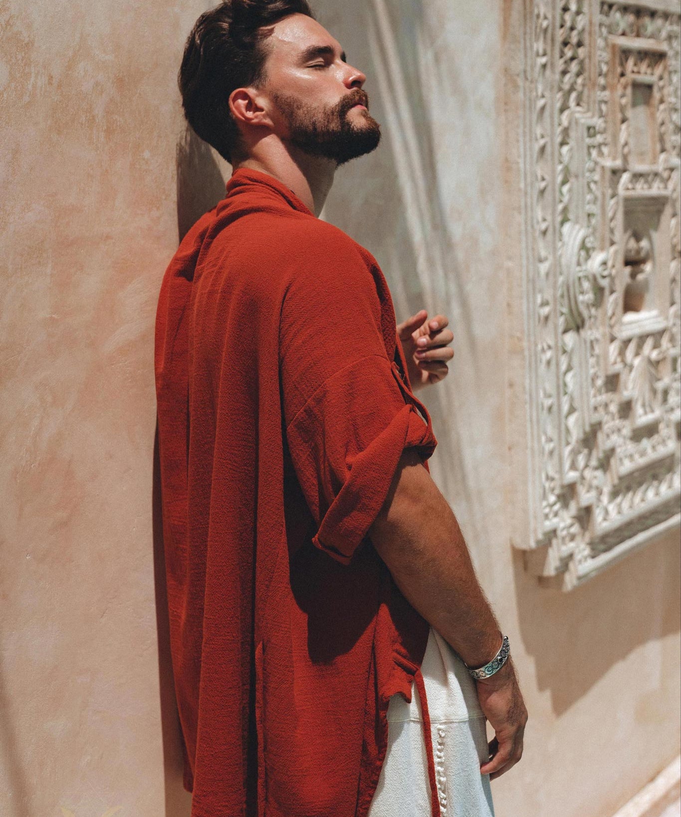 Red Tribal Kimono Robe for Men - AYA Sacred Wear