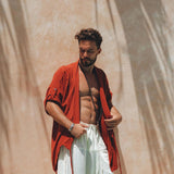 Red Tribal Kimono Robe for Men - AYA Sacred Wear