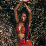 Red Wrap Maxi Skirt • Handmade Boho Long Skirt • Long Cotton Skirt - AYA Sacred Wear