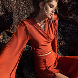 Red Wrap Maxi Skirt • Handmade Boho Long Skirt • Long Cotton Skirt - AYA Sacred Wear