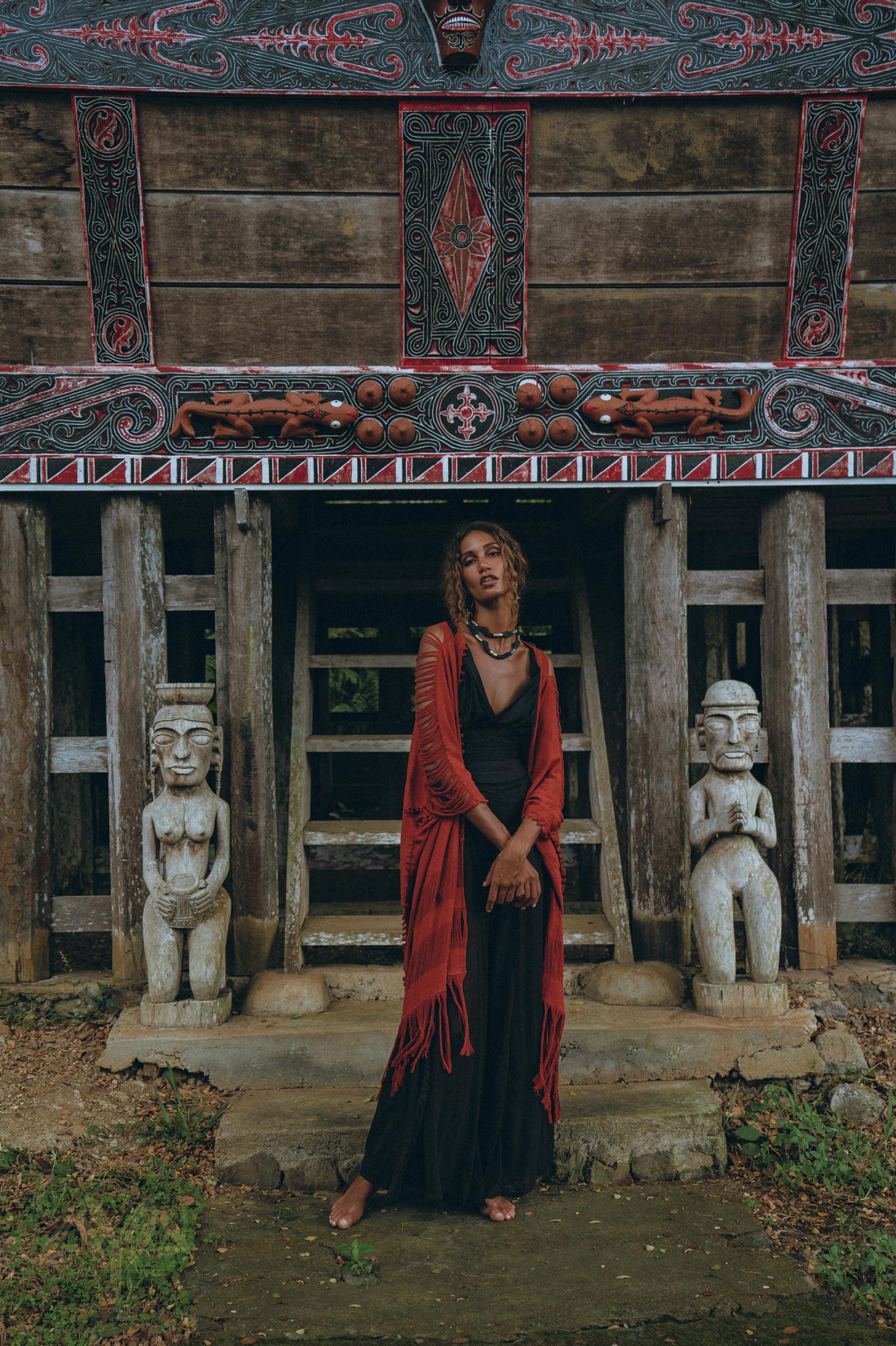 Organic Cotton Poncho, Tribal Kimono Cover Up, Boho Cardigan Women - AYA Sacred Wear