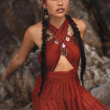 This red bohemian prom dress is perfect for any woman who wants to stand out