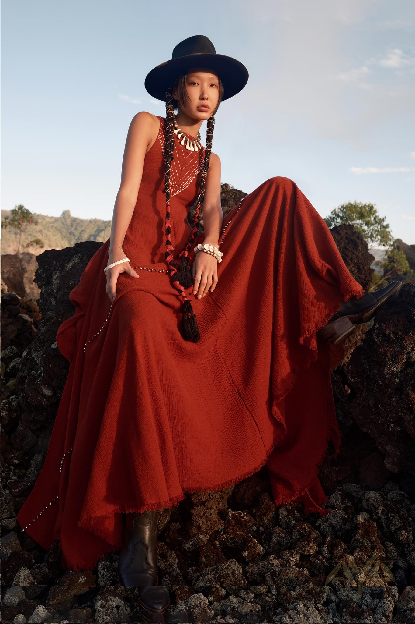 Red Bhakti Dress Boho A Line Goddess Dress Minimalist Cocktail Dress AYA Sacred Wear