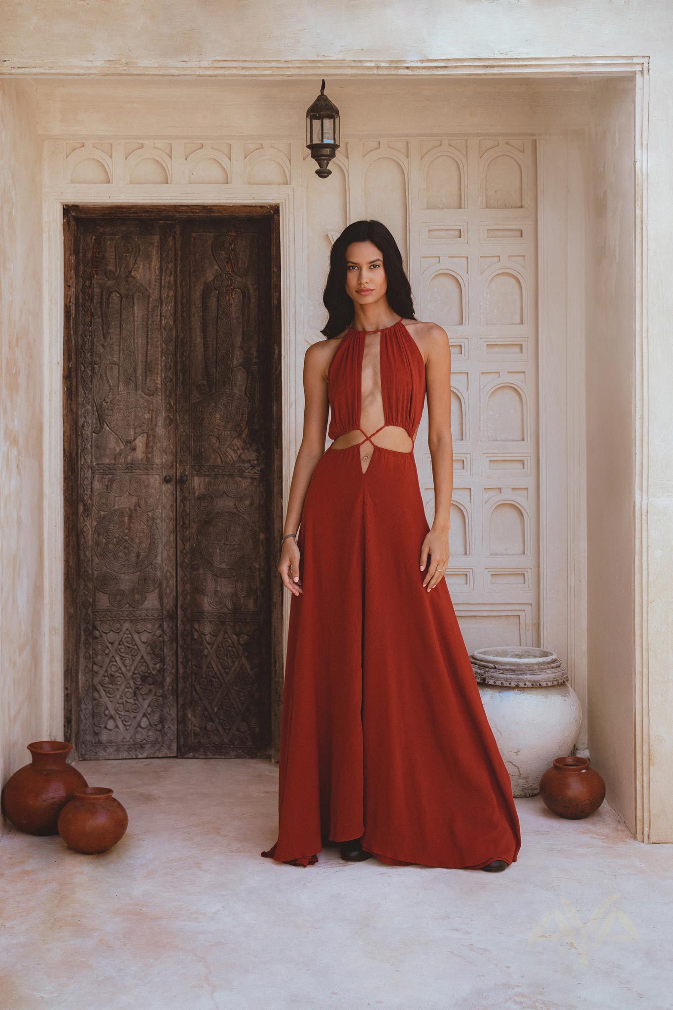 New! Red Goddess Dress • Fairy Tale Maxi Dress For Women • Cross Belly Open  Back Dress