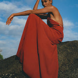 Flaunt your figure with an organic boho look! Red wine dress adjustable with an open back & belly. 