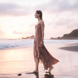 Rose Bridesmaid Dress • Midi Pink Casual Dress - AYA Sacred Wear