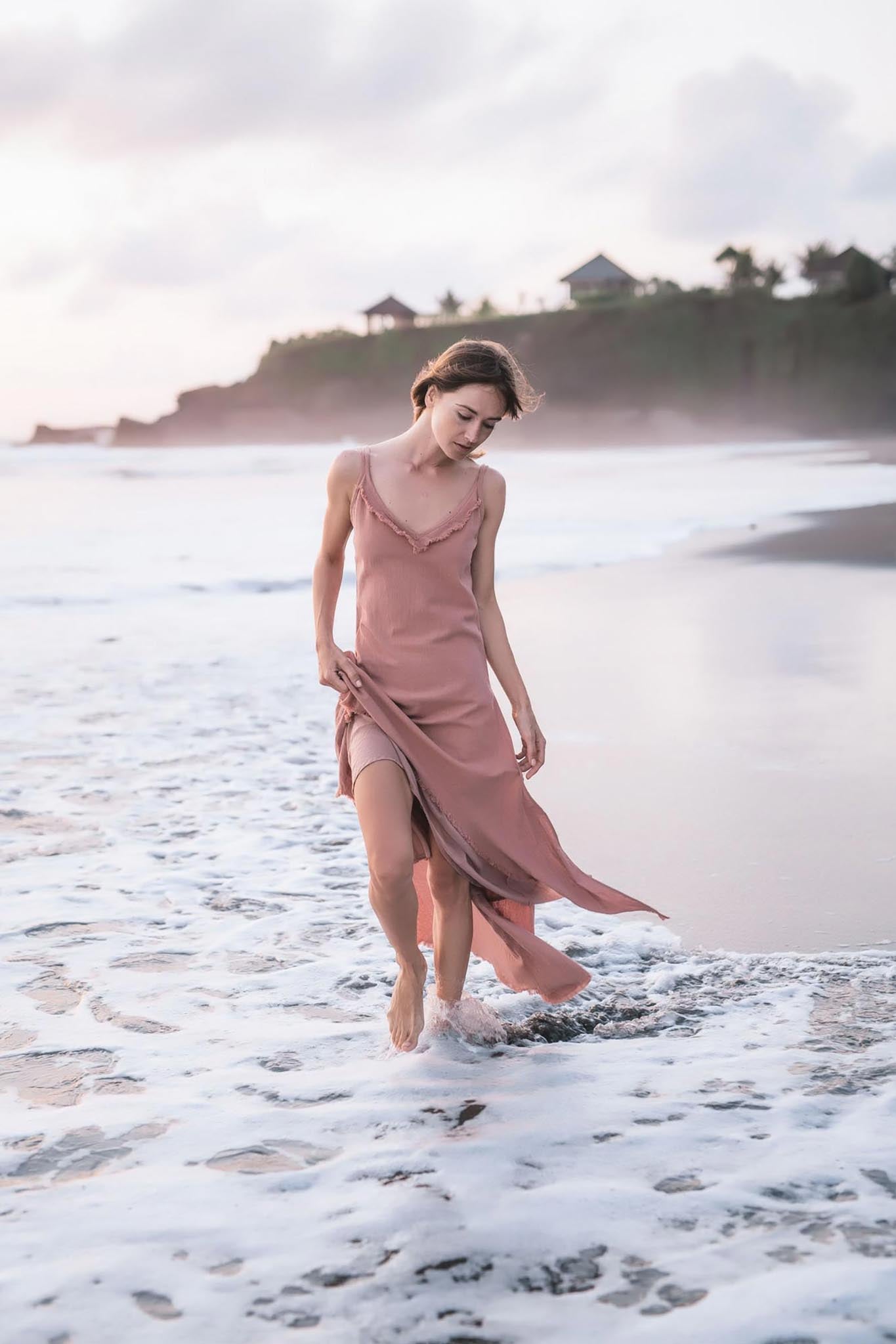 Rose Bridesmaid Dress • Midi Pink Casual Dress - AYA Sacred Wear
