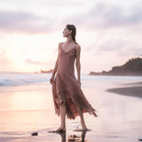 Rose Bridesmaid Dress • Midi Pink Casual Dress - AYA Sacred Wear