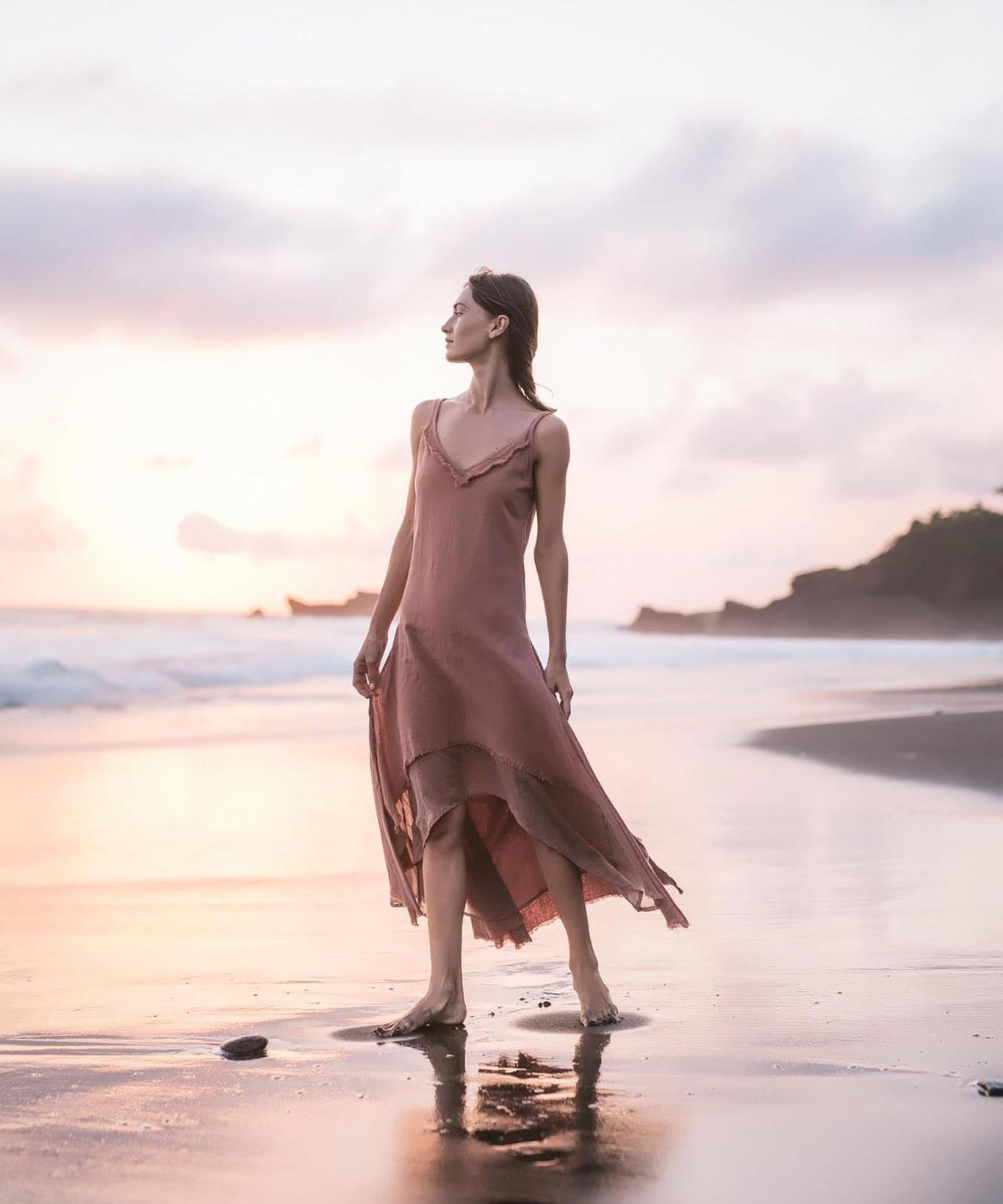 Rose Bridesmaid Dress • Midi Pink Casual Dress - AYA Sacred Wear