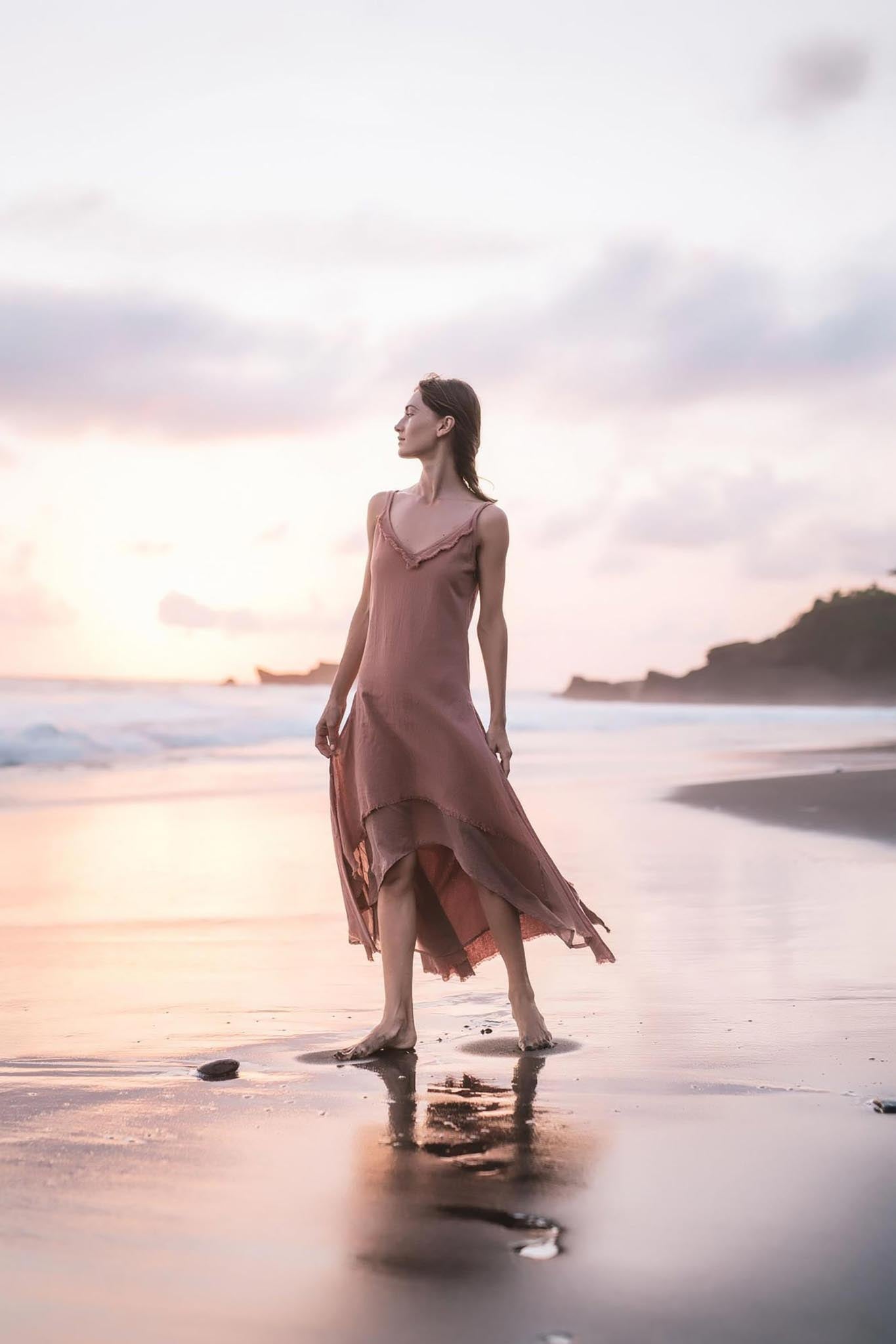 Rose Bridesmaid Dress • Midi Pink Casual Dress - AYA Sacred Wear
