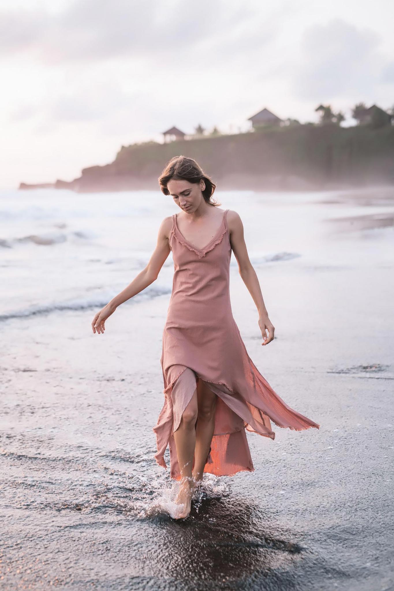 Rose Bridesmaid Dress • Midi Pink Casual Dress - AYA Sacred Wear