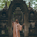 Dusty Pink Silk Robe, Bohemian Kaftan Cardigan, Long Cape for Women - AYA Sacred Wear