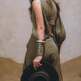 Sage Ambrosia Set Top and Pants • Adjustable Crop Top & Trousers • Boho Casual Set for Women - AYA Sacred Wear