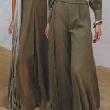 Sage Ambrosia Set Top and Pants • Adjustable Crop Top & Trousers • Boho Casual Set for Women - AYA Sacred Wear