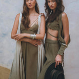 Sage Ambrosia Set Top and Pants • Adjustable Crop Top & Trousers • Boho Casual Set for Women - AYA Sacred Wear