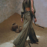 Sage Ambrosia Set Top and Pants • Adjustable Crop Top & Trousers • Boho Casual Set for Women - AYA Sacred Wear