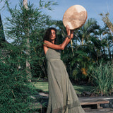 Sage Colour Organic Boho Bridesmaid Dress Hand Loomed - AYA Sacred Wear