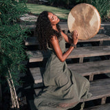 Sage Colour Organic Boho Bridesmaid Dress Hand Loomed - AYA Sacred Wear