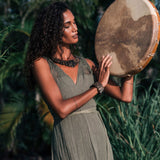 Sage Colour Organic Boho Bridesmaid Dress Hand Loomed - AYA Sacred Wear