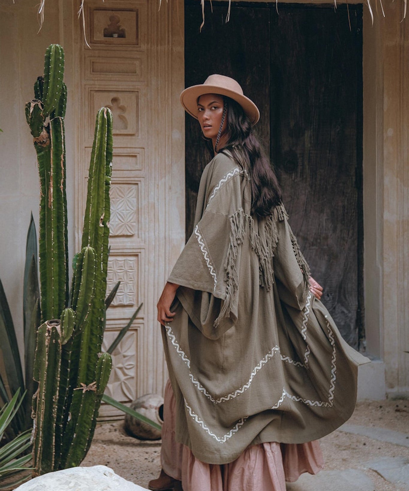 Sage Colour Organic Cotton Poncho Cape • Bohemian Cardigan Women - AYA Sacred Wear