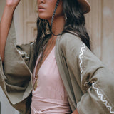 Sage Colour Organic Cotton Poncho Cape • Bohemian Cardigan Women - AYA Sacred Wear
