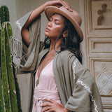 Sage Colour Organic Cotton Poncho Cape • Bohemian Cardigan Women - AYA Sacred Wear