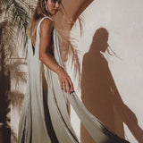 Sage Green Athena Cape • Ombré Boho Long Robe for Women • Multiway Robe Dress - AYA Sacred Wear