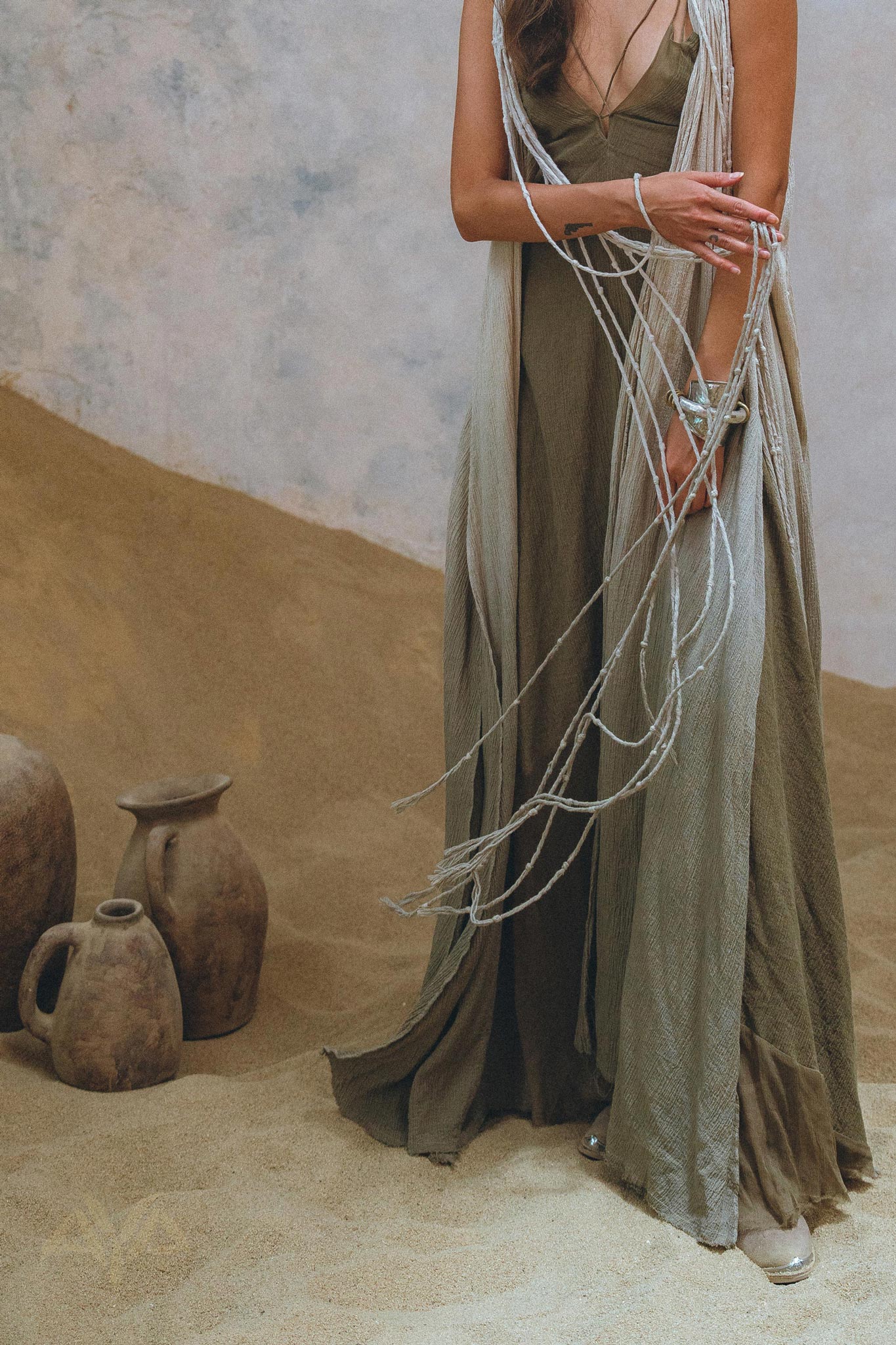 Sage Green Athena Cape • Ombré Boho Long Robe for Women • Multiway Robe Dress - AYA Sacred Wear