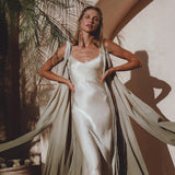 Sage Green Athena Cape • Ombré Boho Long Robe for Women • Multiway Robe Dress - AYA Sacred Wear