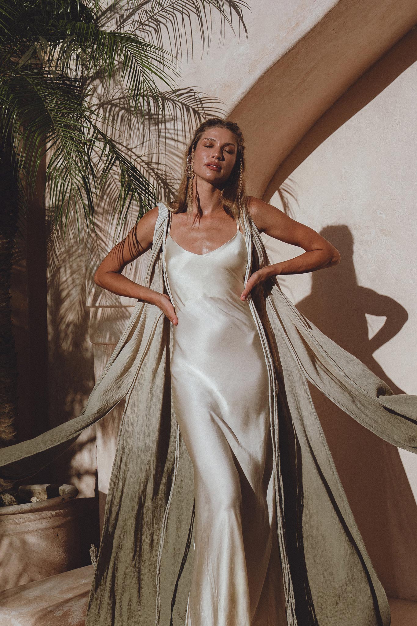 Sage Green Athena Cape • Ombré Boho Long Robe for Women • Multiway Robe Dress - AYA Sacred Wear