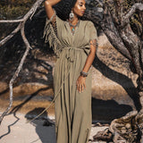 Sage Green Boho Dress • Plus Size Dress for Women • Kaftan Maxi Dress - AYA Sacred Wear