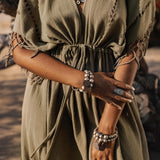 Sage Green Boho Dress • Plus Size Dress for Women • Kaftan Maxi Dress - AYA Sacred Wear