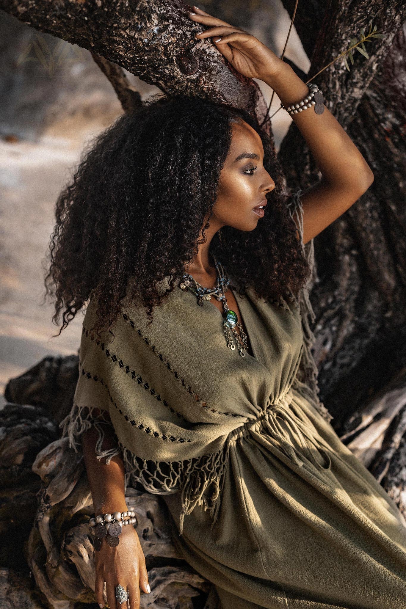 Sage Green Boho Dress • Plus Size Dress for Women • Kaftan Maxi Dress - AYA Sacred Wear