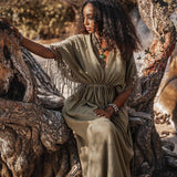 Sage Green Boho Dress • Plus Size Dress for Women • Kaftan Maxi Dress - AYA Sacred Wear