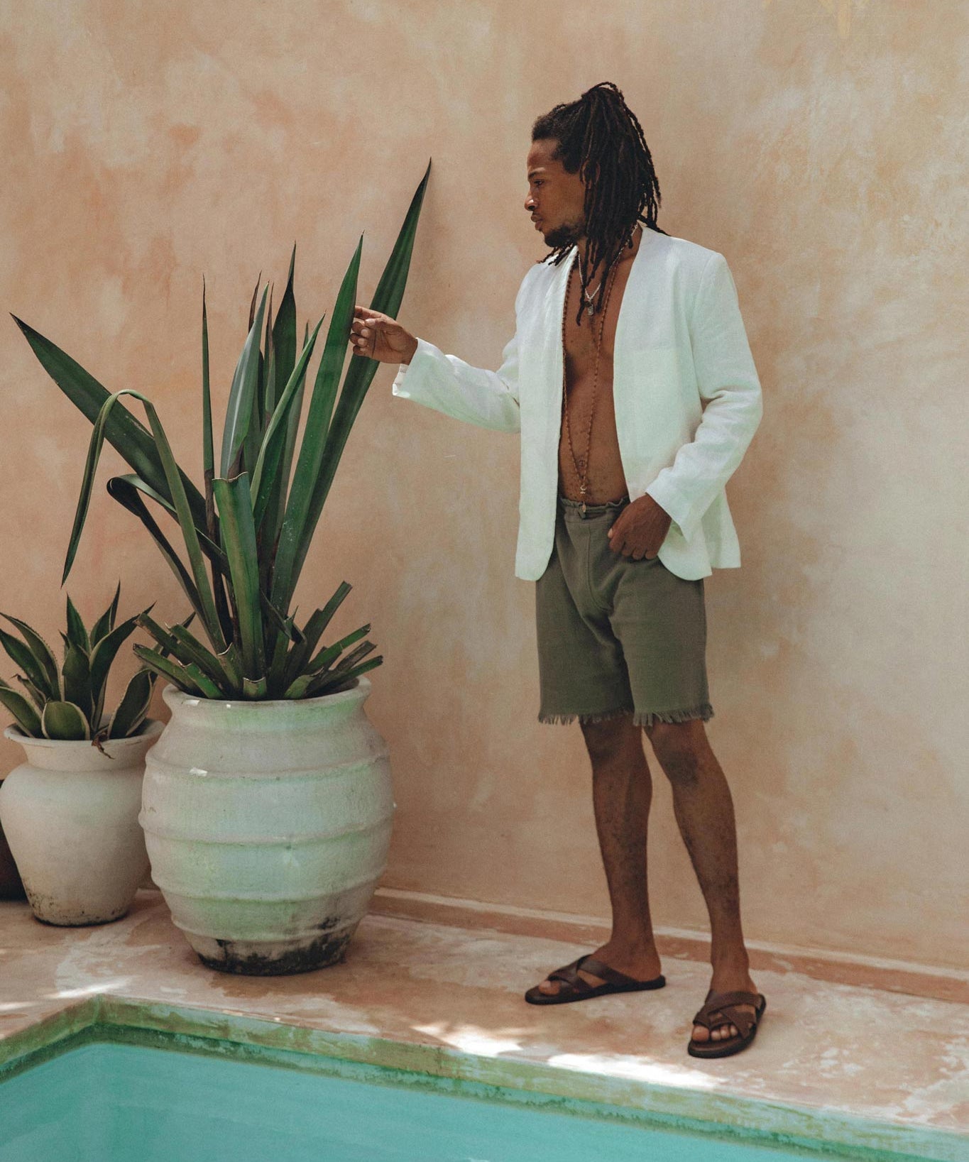 Sage Green Handwoven Cotton Shorts for Men - AYA Sacred Wear