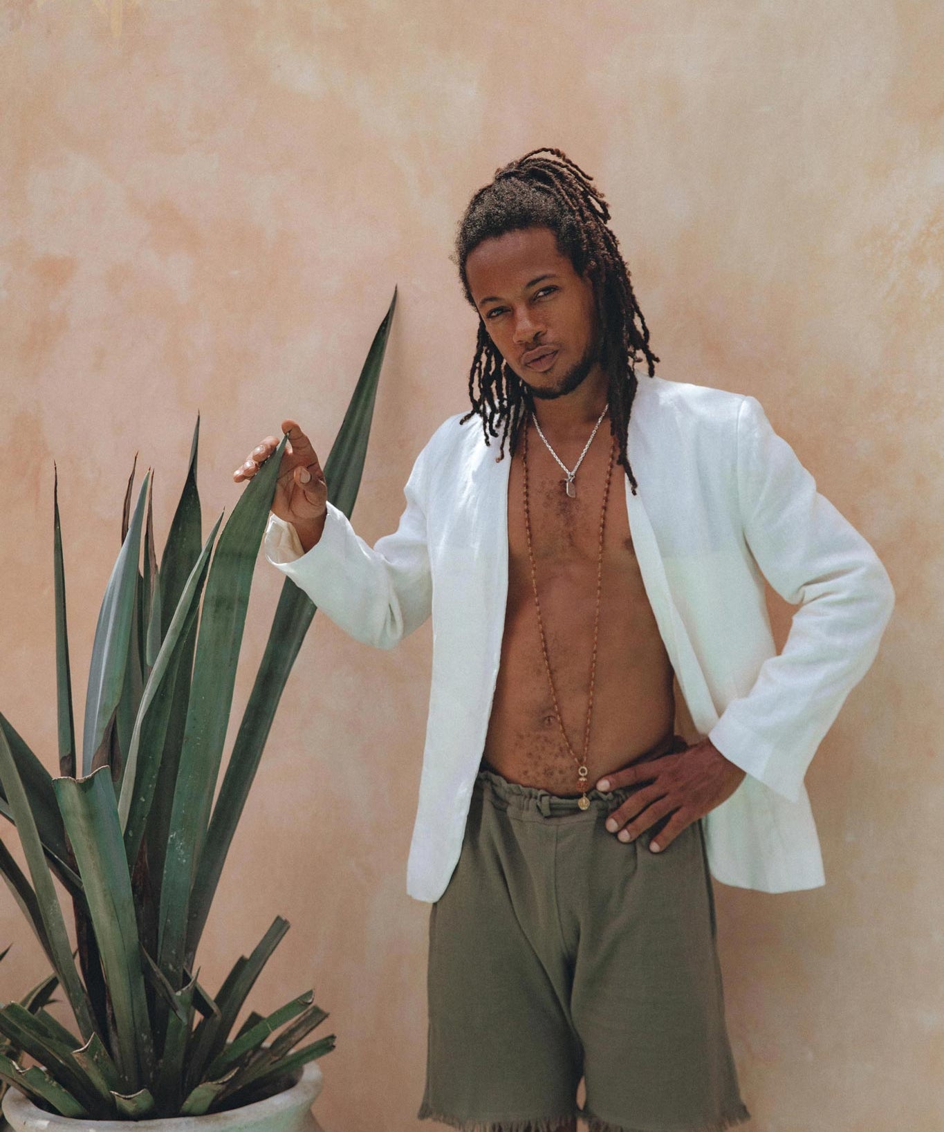 Sage Green Handwoven Cotton Shorts for Men - AYA Sacred Wear