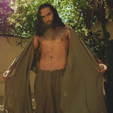 Sage Green Raw Cotton Minimalist Poncho for Men - AYA Sacred Wear