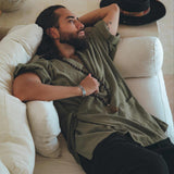 Sage Green Tribal Kimono Robe for Men - AYA Sacred Wear