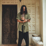 Sage Green Tribal Kimono Robe for Men - AYA Sacred Wear
