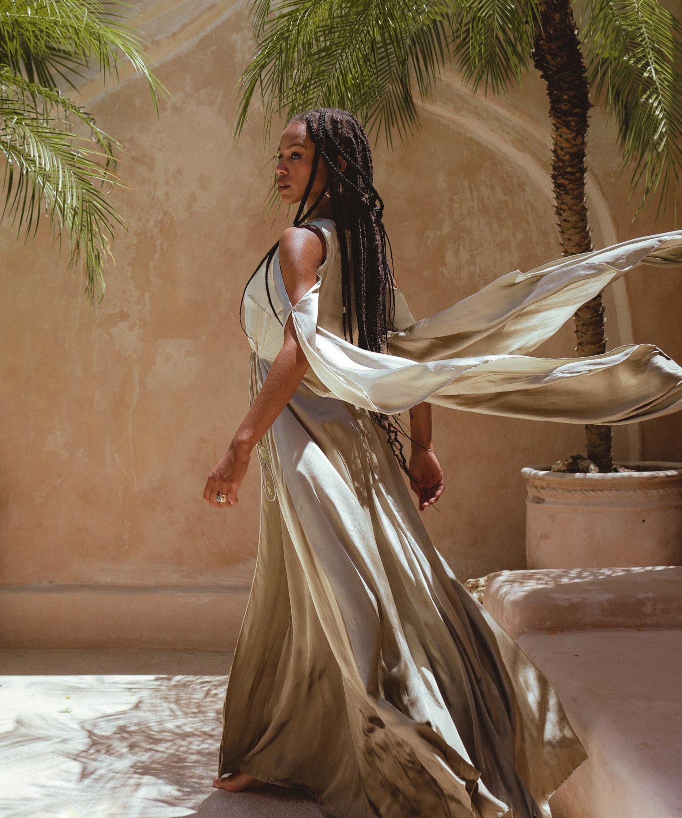 Sage Matangi Peace Silk Gown • Boho Bridal Silk Dress • Boho Elegant Dress • Wedding Dress - AYA Sacred Wear