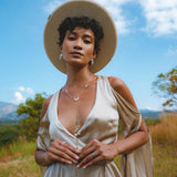 Sage Matangi Peace Silk Gown • Boho Bridal Silk Dress • Boho Elegant Dress • Wedding Dress - AYA Sacred Wear