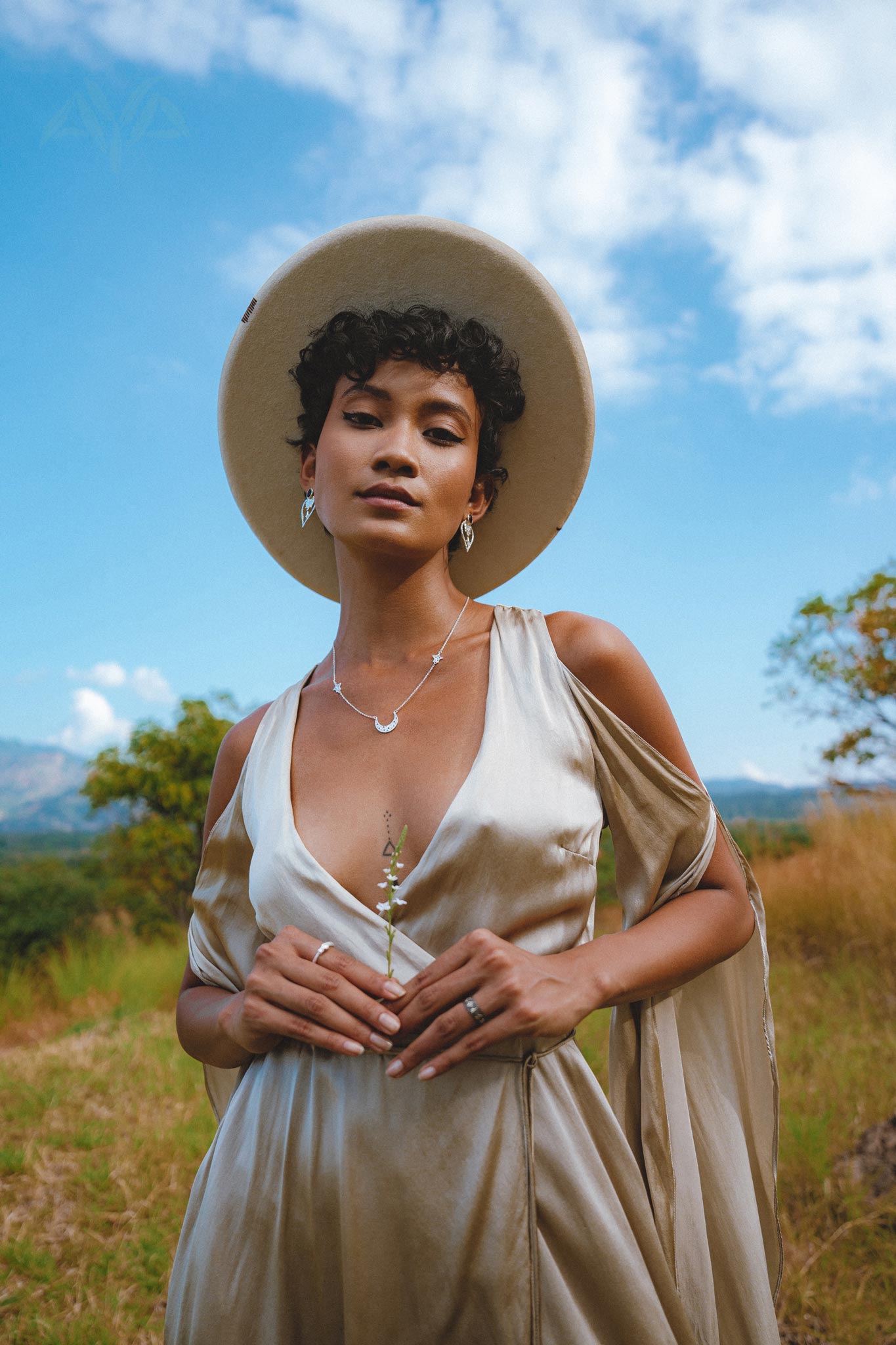 Sage Matangi Peace Silk Gown • Boho Bridal Silk Dress • Boho Elegant Dress • Wedding Dress - AYA Sacred Wear