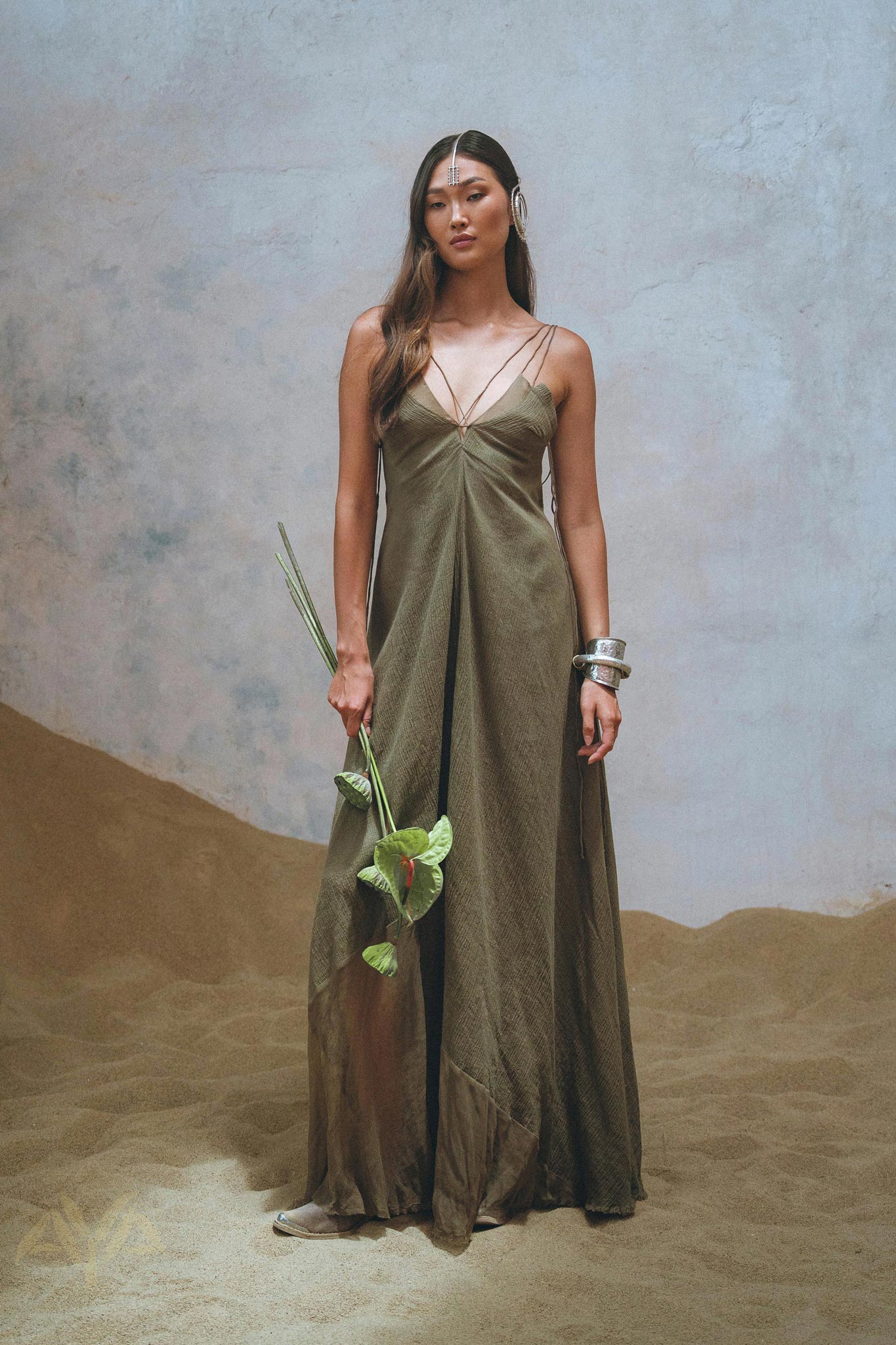 Sage Padma Dress • Boho Minimalist Dress • Boho Elegant Goddess Dress - AYA Sacred Wear