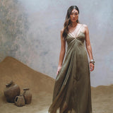 Sage Padma Dress • Boho Minimalist Dress • Boho Elegant Goddess Dress - AYA Sacred Wear