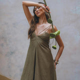 Sage Padma Dress • Boho Minimalist Dress • Boho Elegant Goddess Dress - AYA Sacred Wear