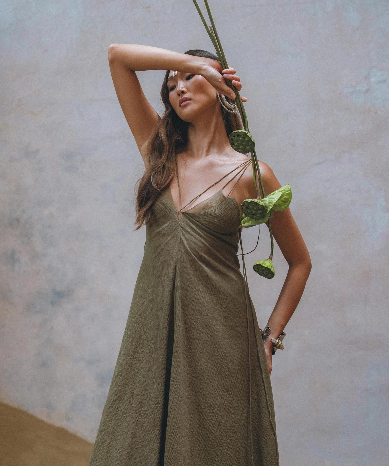 Sage Padma Dress • Boho Minimalist Dress • Boho Elegant Goddess Dress - AYA Sacred Wear