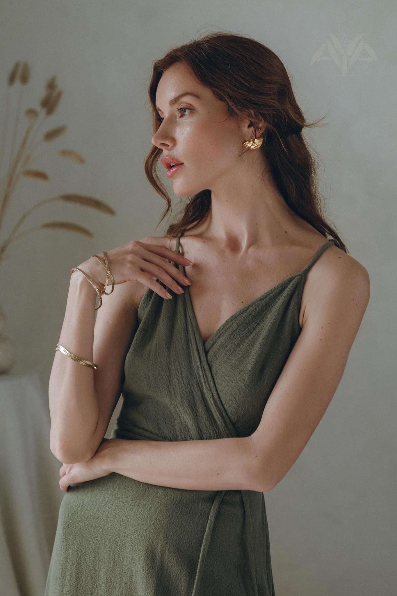 Boho Long Maxi Dress, Open Back Elegant Dress, Green Bridesmaid Dress - AYA Sacred Wear